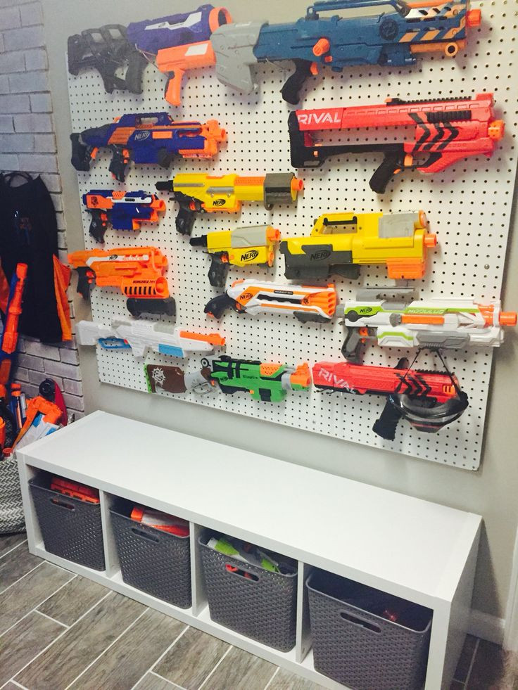 DIY Nerf Gun Rack
 Nerf Storage Wall To Do
