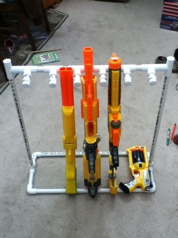 DIY Nerf Gun Rack
 DIY Nerf Gun storage rack PVC pipes HOME