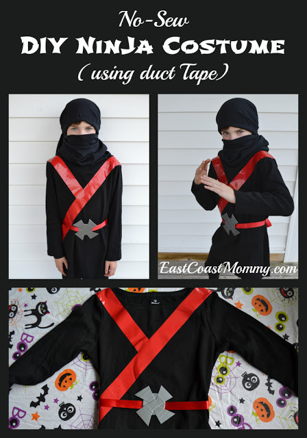 DIY Ninja Mask
 East Coast Mommy Easy Black Ninja Costume no sewing