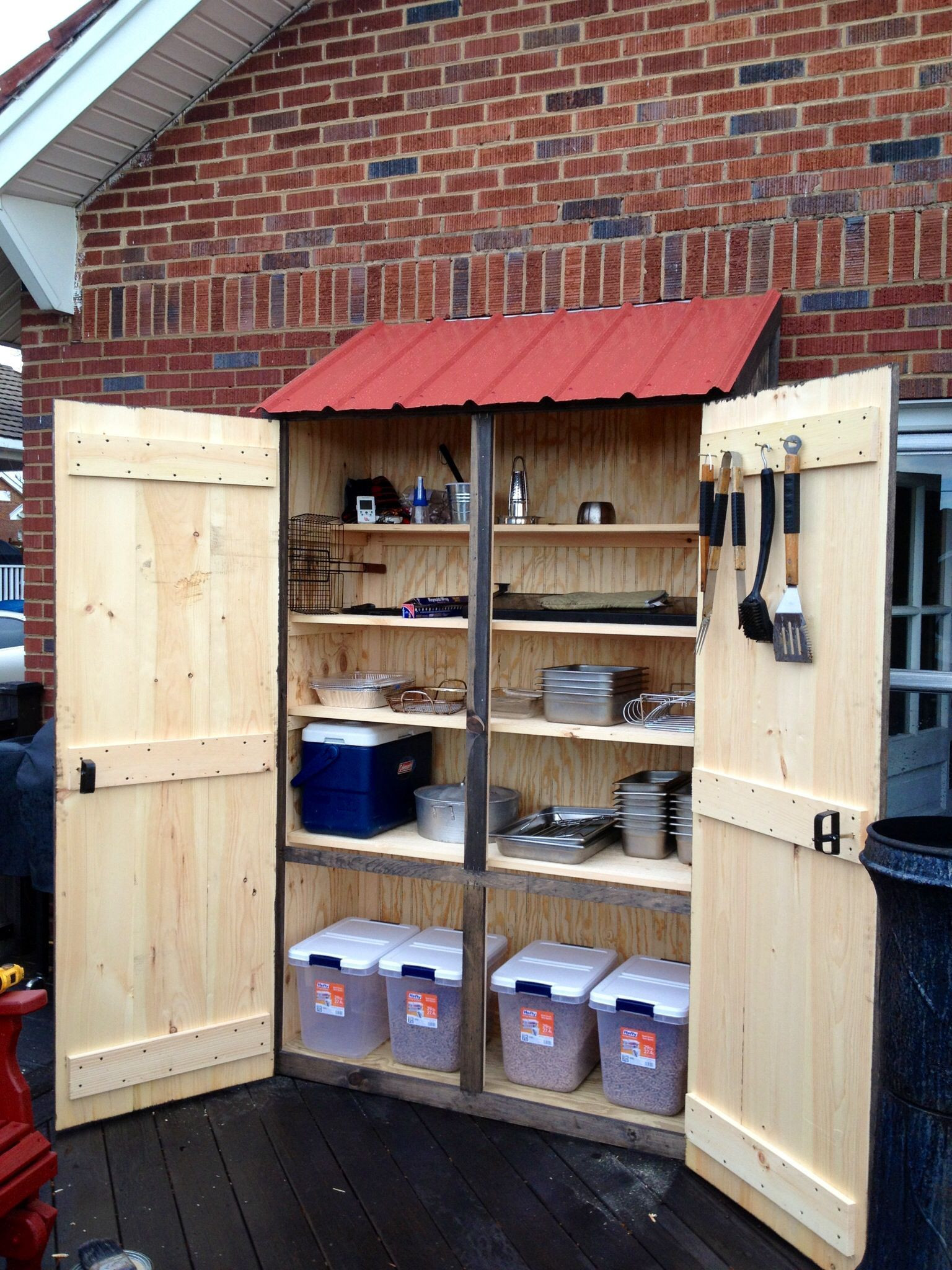 DIY Outdoor Cabinet
 Outdoor cabinet for grilling supplies …