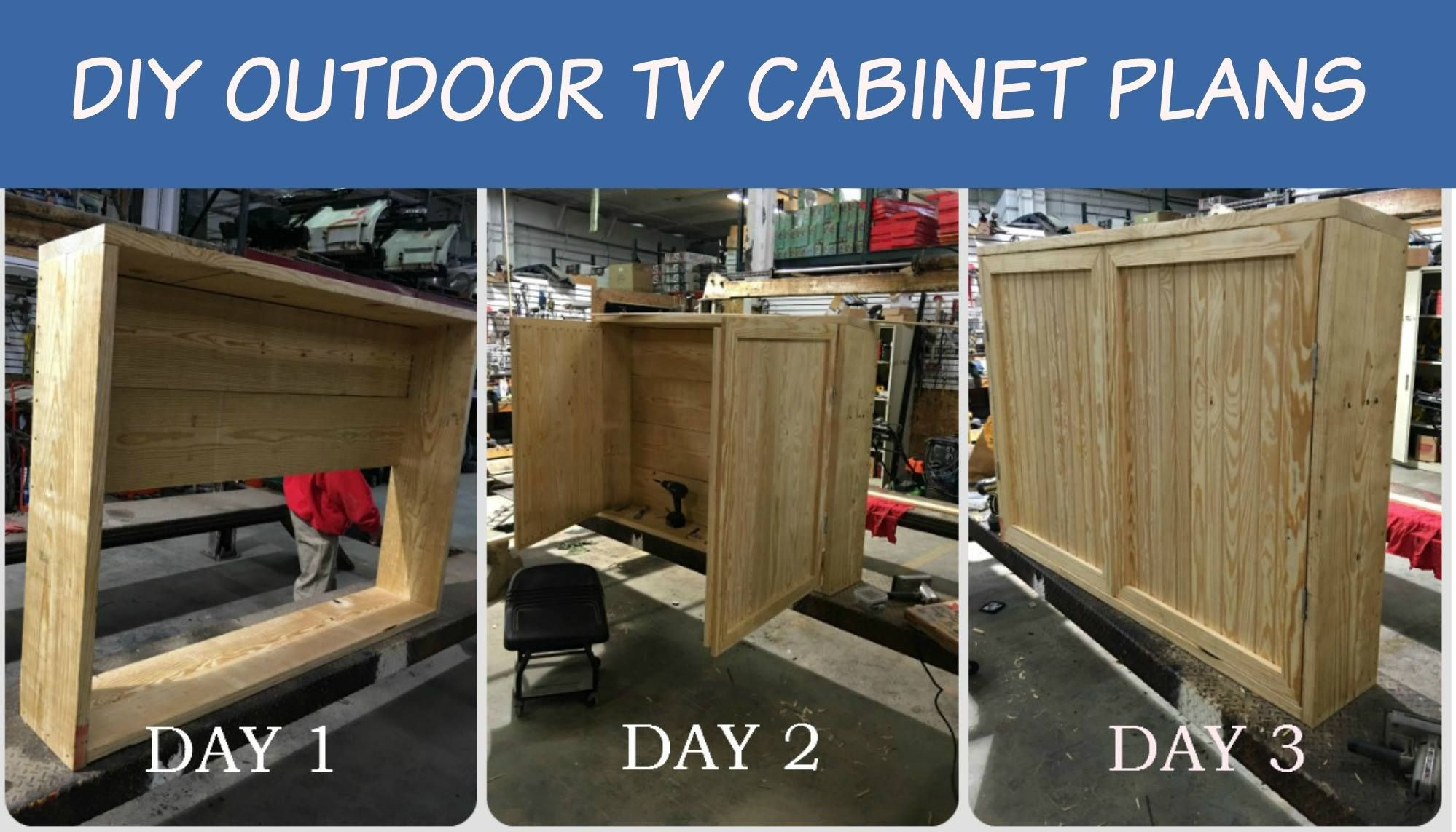 DIY Outdoor Cabinet
 Outdoor TV Cabinet with Double Doors Building Plan