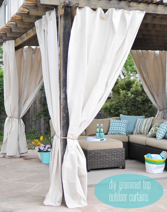 DIY Outdoor Curtains
 e Day Outdoor Room Makeover