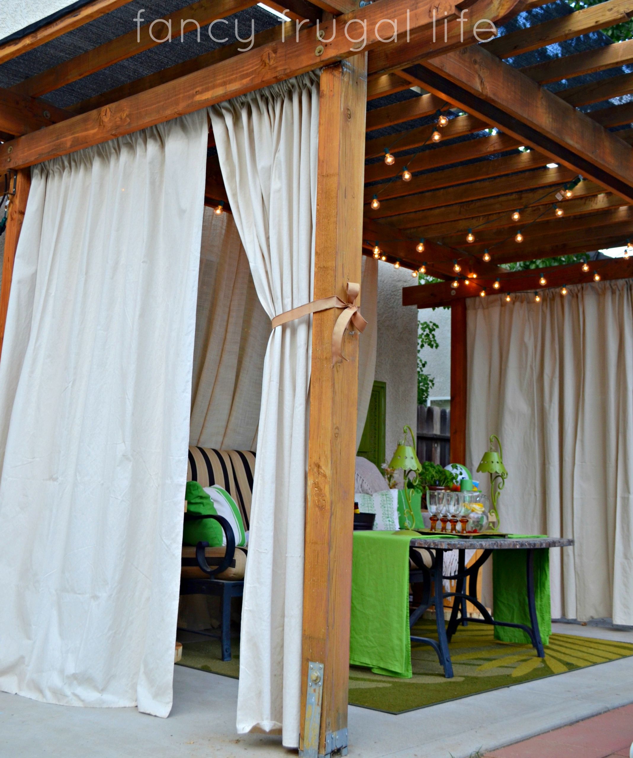DIY Outdoor Curtains For Patio
 “Cabana” Patio Makeover with DIY Drop Cloth Curtains