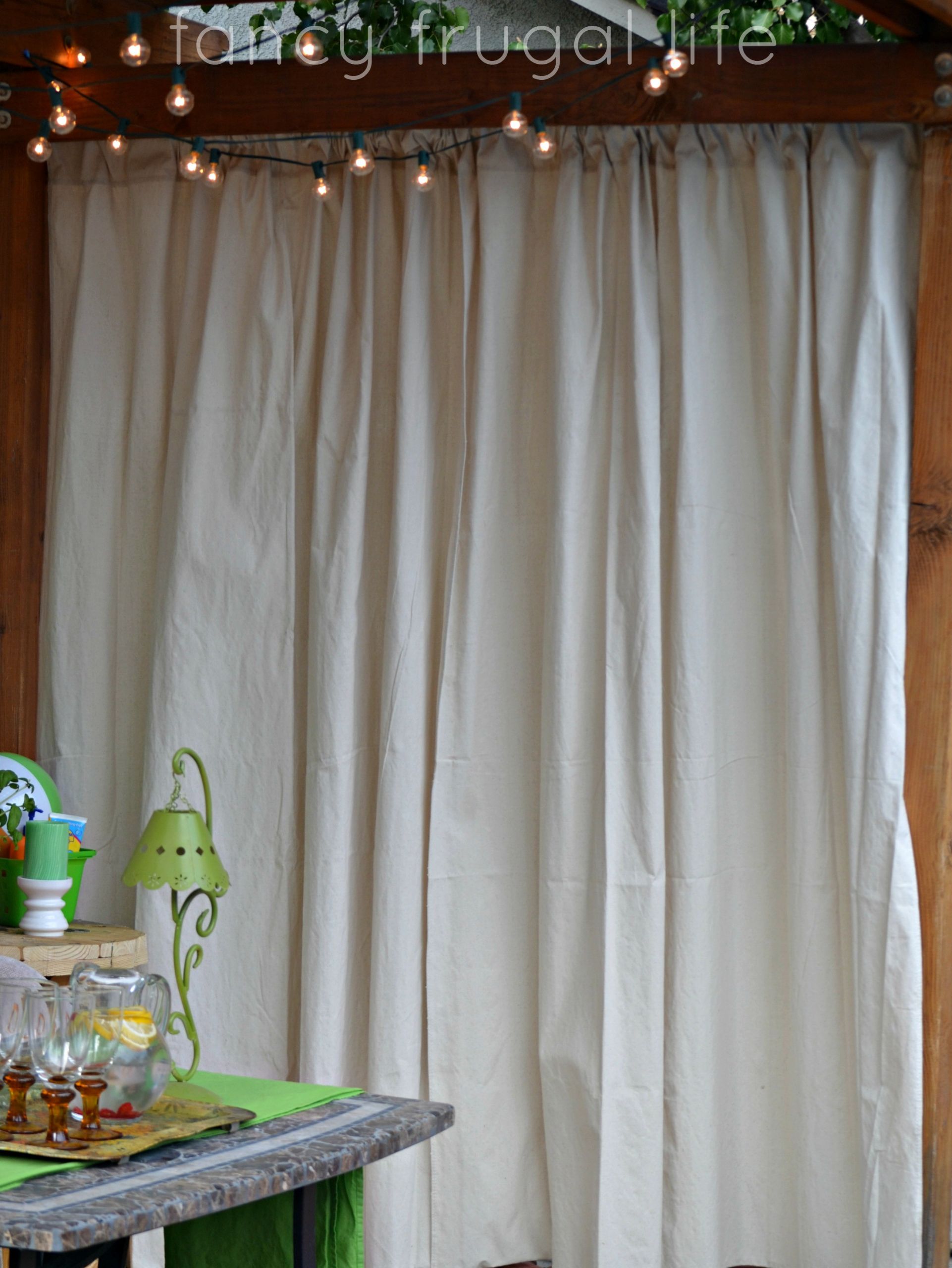 DIY Outdoor Curtains
 “Cabana” Patio Makeover with DIY Drop Cloth Curtains
