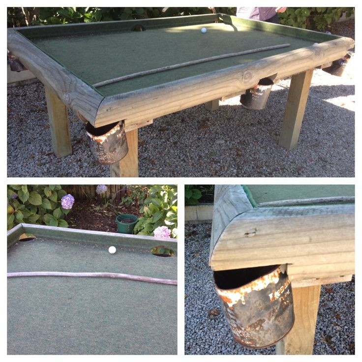 DIY Outdoor Pool Table
 DIY upcycled outdoor pool table Paint cans as pockets and