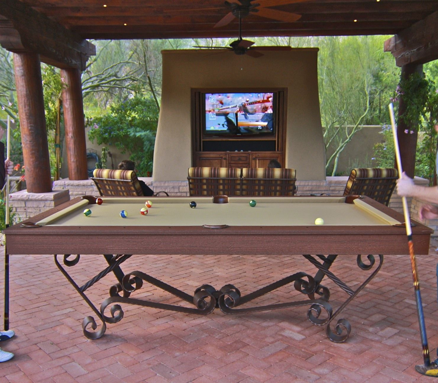 DIY Outdoor Pool Table
 Pool Table outdoors how awesome but adjust shots for