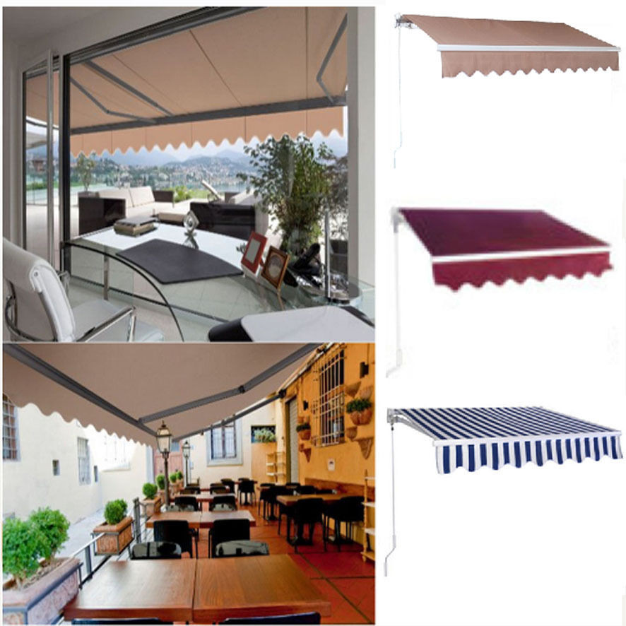 DIY Outdoor Shade Canopy
 Manual Patio Retractable Deck Awning Sunshade Shelter