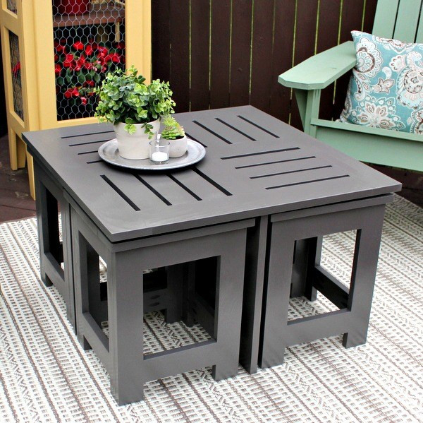 DIY Outdoor Side Tables
 DIY Outdoor Coffee Table with 4 Hidden Side Tables