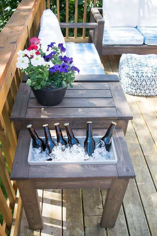 DIY Outdoor Side Tables
 DIY End Table with Built In Planter or Ice Bucket The