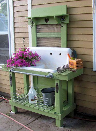 DIY Outdoor Sink
 The Tenacious Gardener DIY potting bench