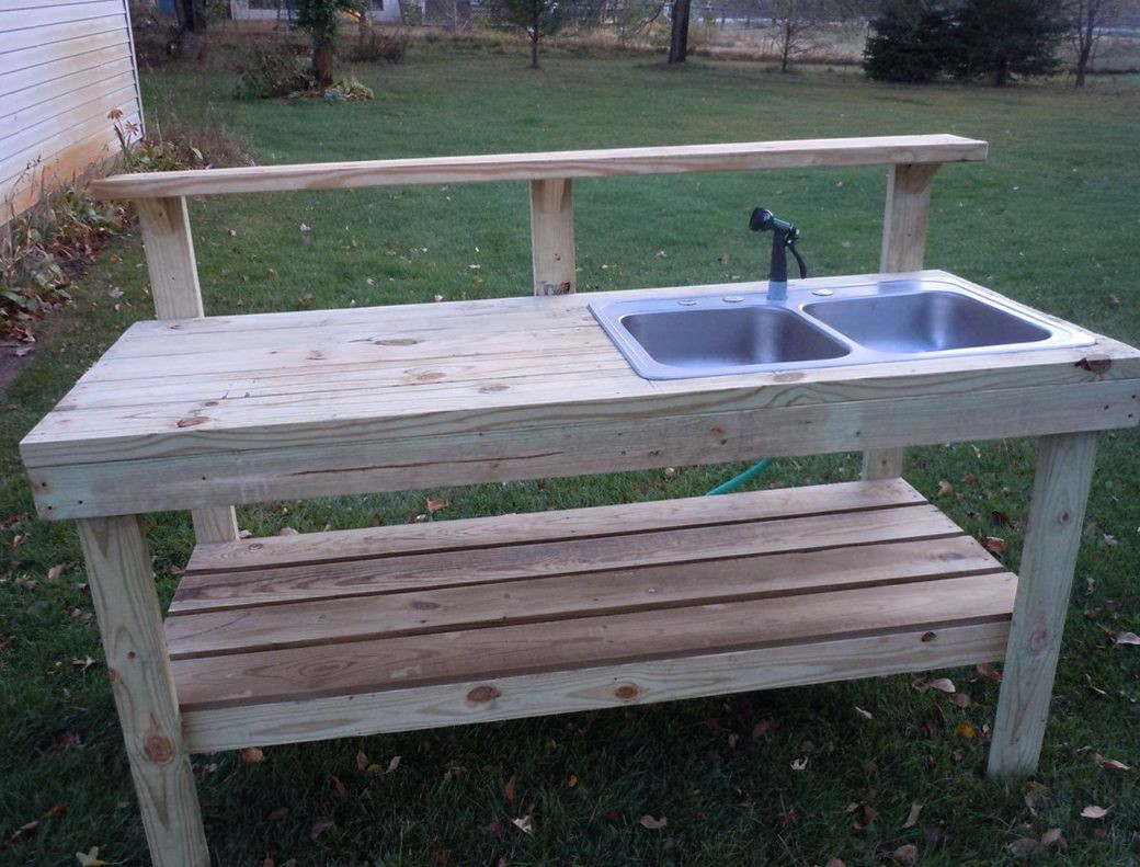 DIY Outdoor Sink
 Outdoor Potting Bench With Sink Plans