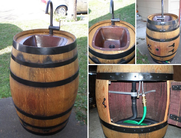 DIY Outdoor Sink
 Wonderful DIY Patio Table with Built in Wine Cooler