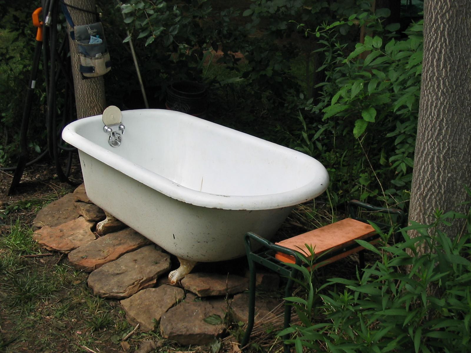 DIY Outdoor Soaking Tub
 Two Men And A Little Farm OUTDOOR SOAKING TUB Painting