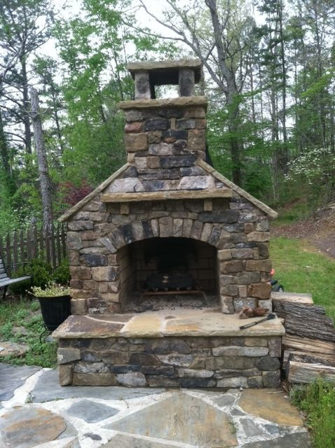 DIY Outdoor Stone Fireplace
 Fireplace kits Outdoor Fireplaces and Pits