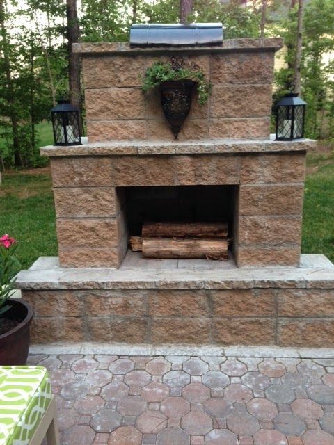 DIY Outdoor Stone Fireplace
 214 best images about Cement block on Pinterest