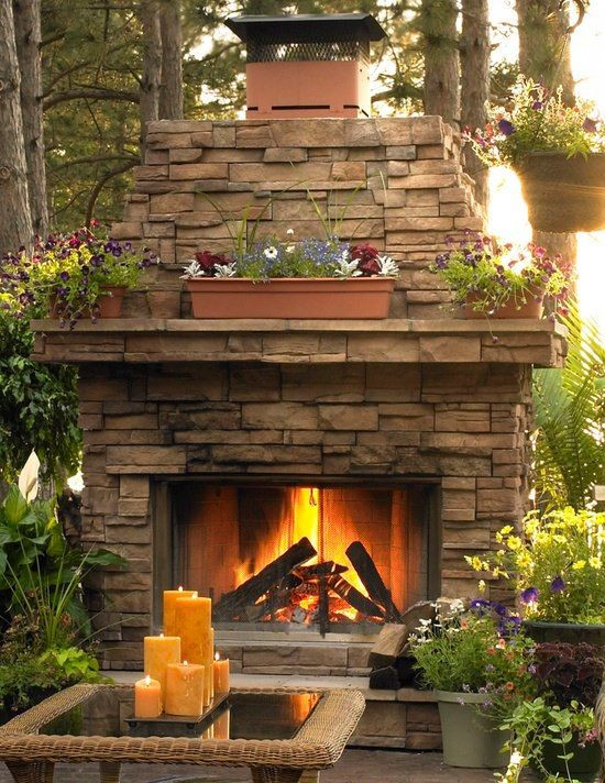 DIY Outdoor Stone Fireplace
 Beautiful outdoor stone fireplace