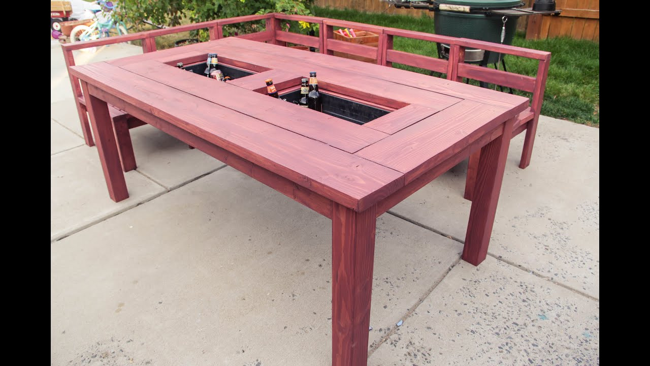 DIY Outdoor Table Plans
 Patio Table with Built in Ice Boxes How to Build