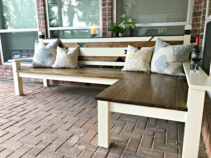 DIY Outdoor Wood Bench
 L Shaped DIY Backyard Bench just $130 Abbotts At Home
