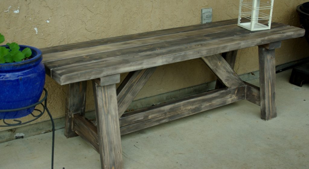DIY Outdoor Wood Bench
 Rustic Wooden Stone Garden Benches