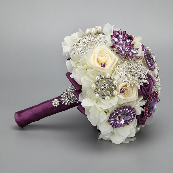 DIY Silk Wedding Flowers
 Handmade Fashion wedding brides bouquet Brooch Crystal