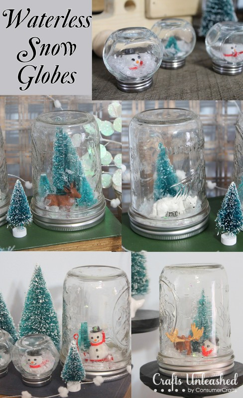 DIY Snow Globes For Kids
 Waterless Homemade Snow Globes