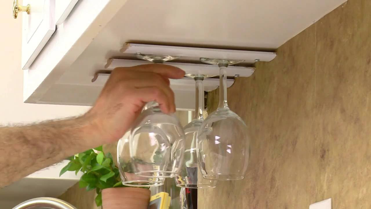 DIY Stemware Rack
 Build Your Own DIY Wine Glass Rack for Kitchen Cabinets
