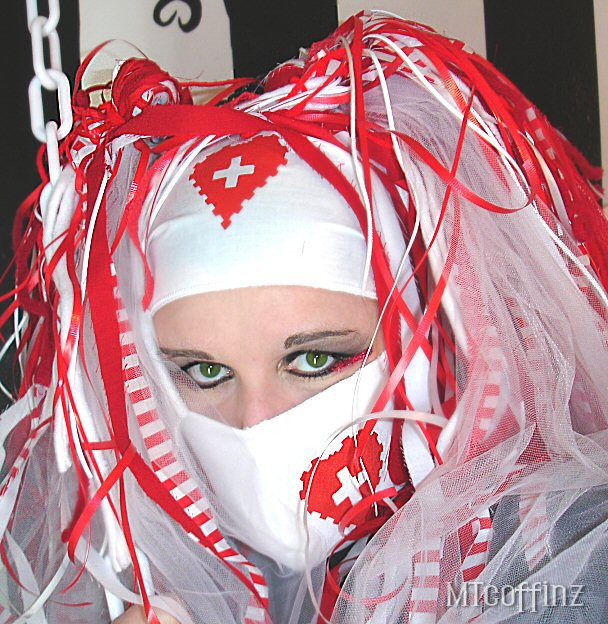 DIY Surgical Mask
 DIY Cyber Goth Rave White Nurse Heart Surgical Mask