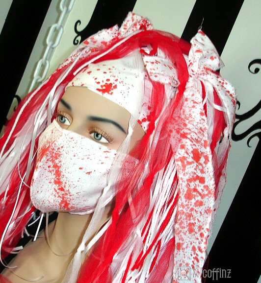DIY Surgical Mask
 DIY Red Blood Splatter Cyber Goth Surgical Mask Punk