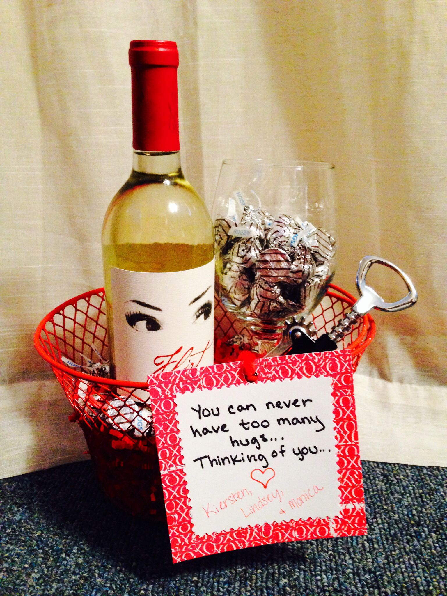 DIY Sympathy Gifts
 Sympathy t for a friend Wine Wine Glass Corkscrew