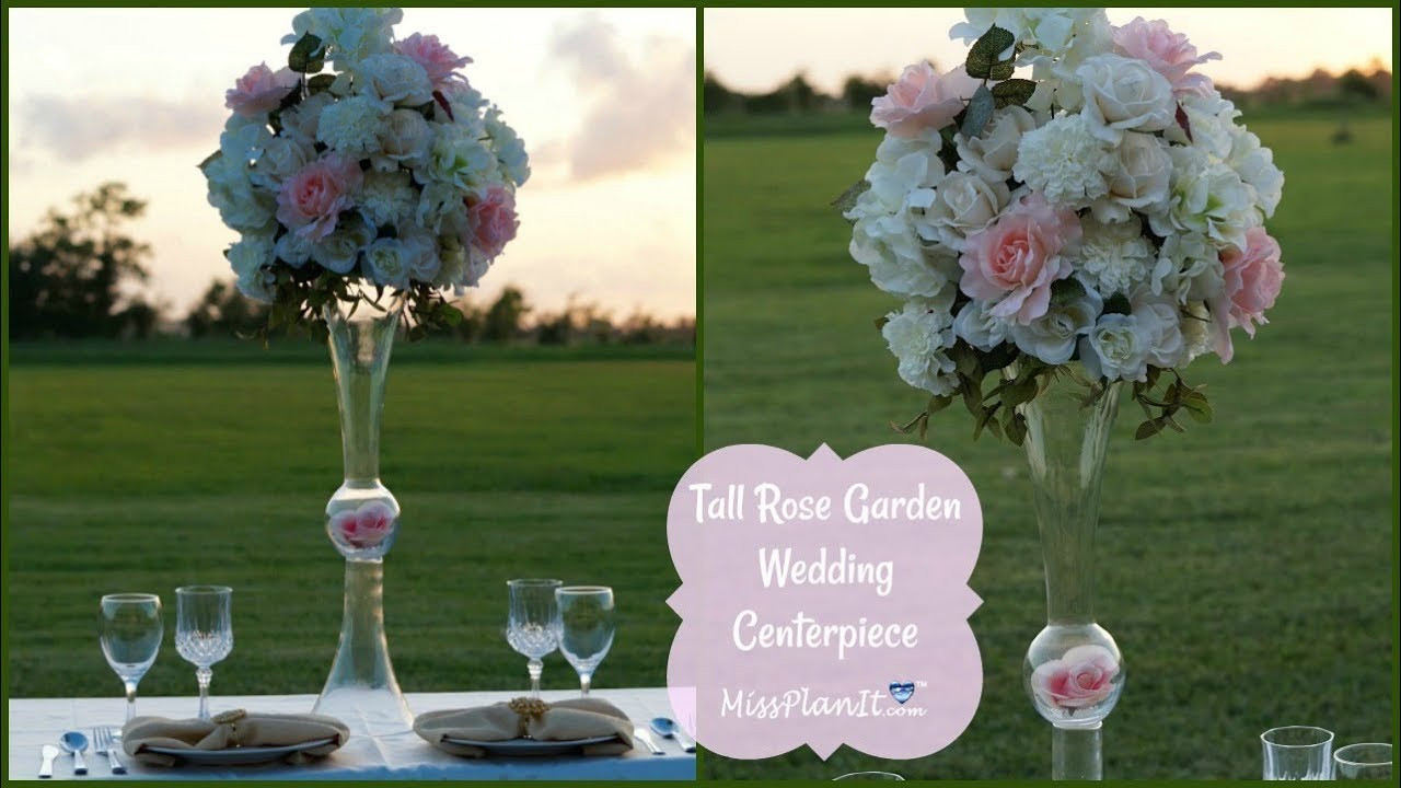 DIY Tall Wedding Centerpiece
 DIY Tall Rose Garden Wedding Centerpiece