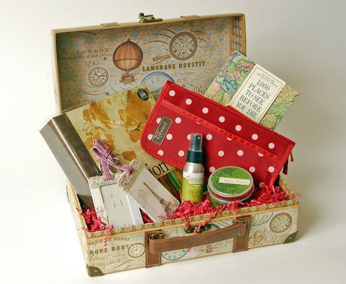 DIY Travel Gifts
 World Travel Gift Basket for Women