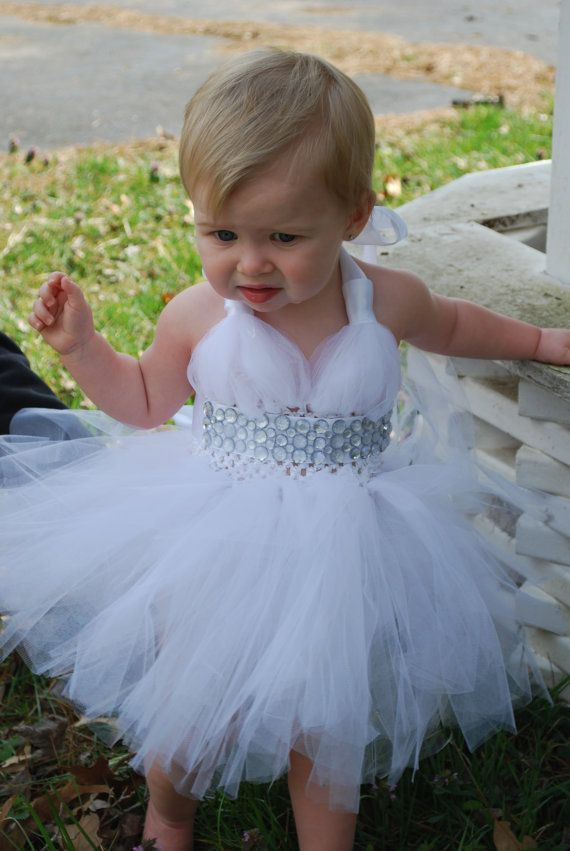 DIY Tutu Dress For Toddler
 White Pagent Tulle Dress with Diamond Gem by