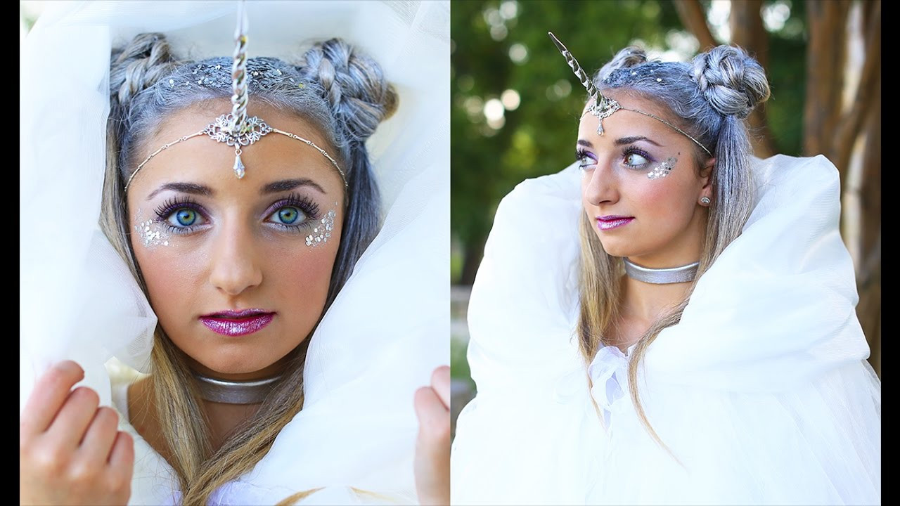 DIY Unicorn Costume For Girl
 Unicorn Half Up Hairstyle DIY Halloween Costumes