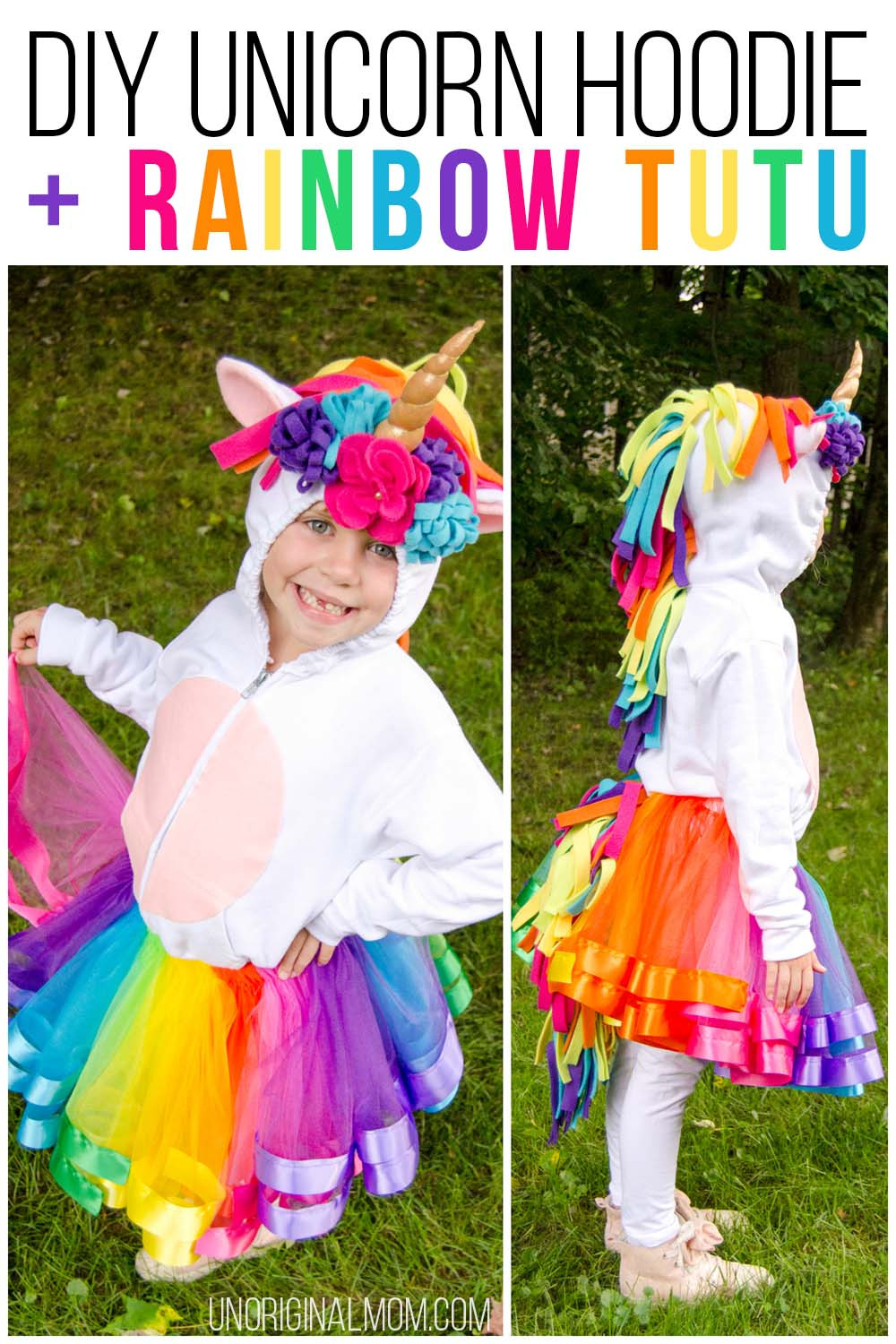 DIY Unicorn Costume For Girl
 DIY Unicorn Hoo Costume with Rainbow Tutu Tutorial