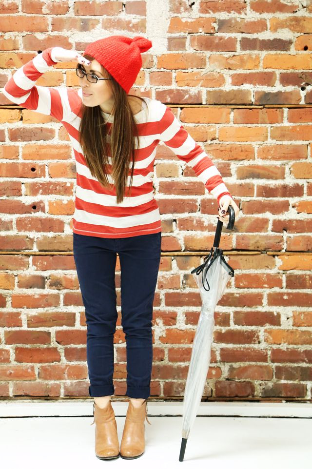 DIY Waldo Costume
 from your closet halloween where s waldo
