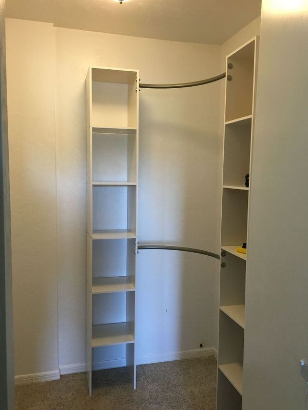 DIY Walk In Closet Organizer
 Corner Closet DIY in 2019 Closet ideas