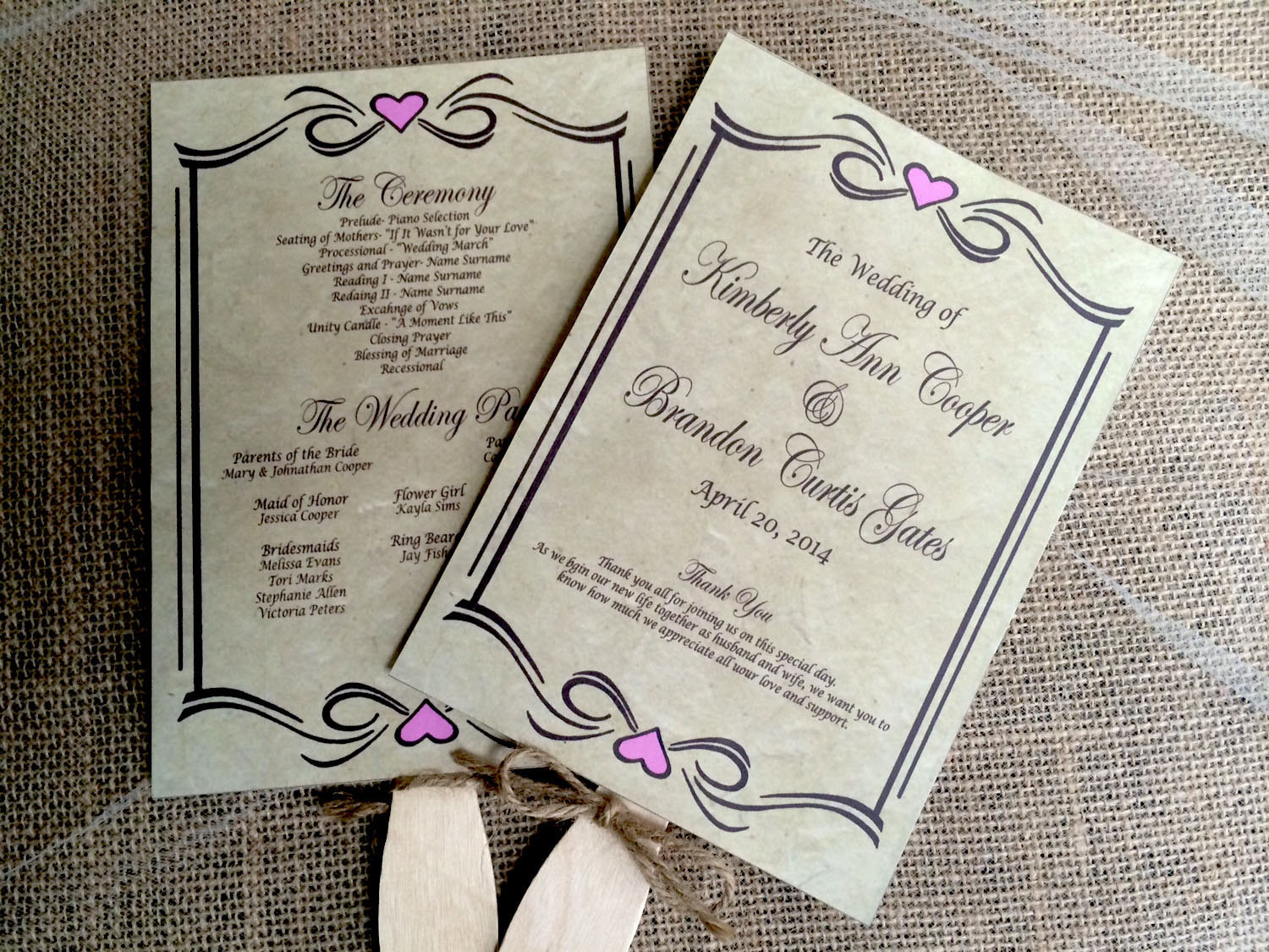 DIY Wedding Fan Programs
 DIY Rustic Wedding Program Fan Printable Vintage Wedding