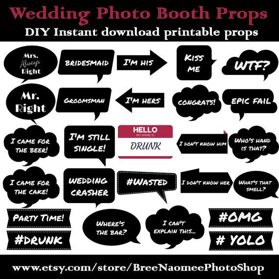 DIY Wedding Photo Booth Props
 Wedding Booth Props DIY High Quality PDF Printable Props