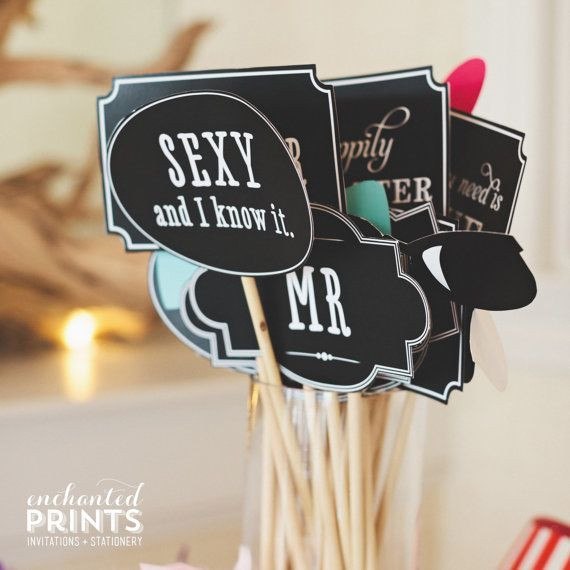 DIY Wedding Photo Booth Props
 Instant Download Printable DIY Booth Props and