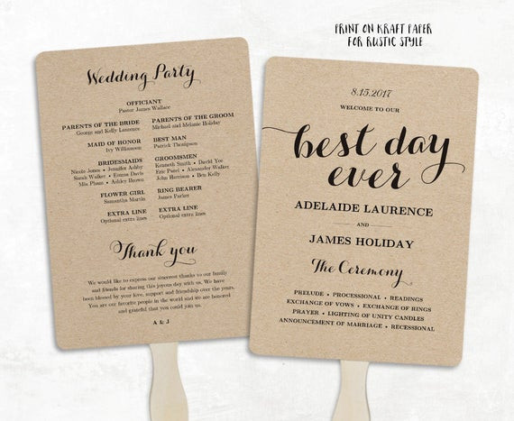DIY Wedding Program Fans Template
 Printable Wedding Program Template Fan Wedding Program DIY