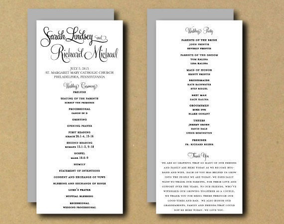 DIY Wedding Program Templates
 SALE Printable Wedding Program Template Whimsical