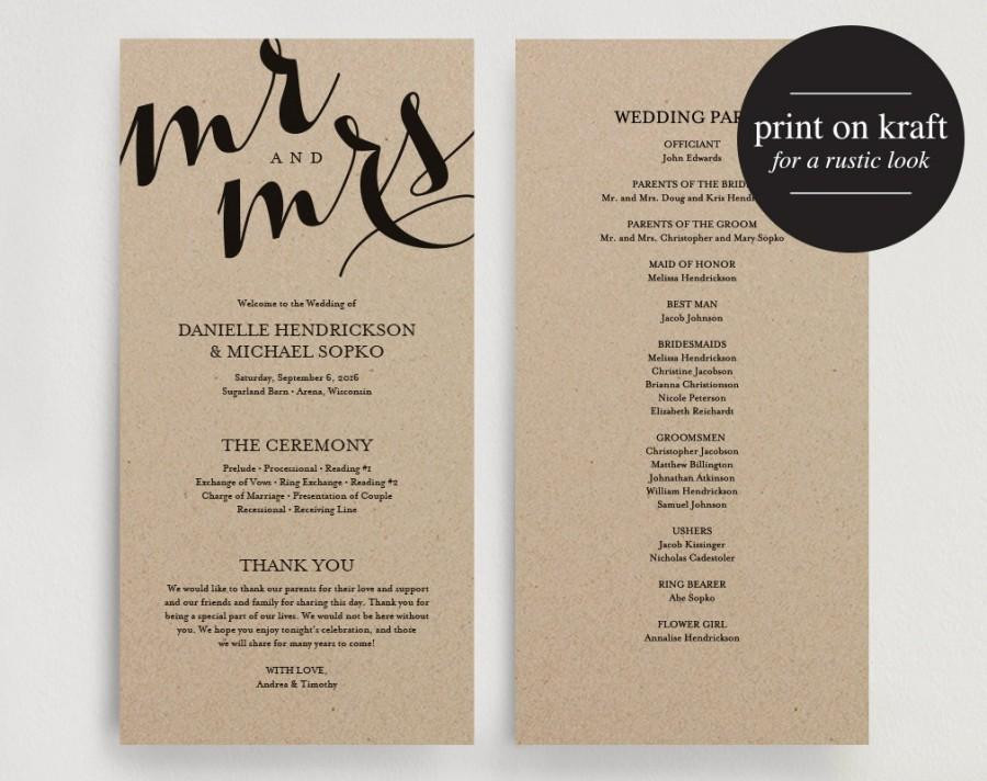 DIY Wedding Program Templates
 Wedding Program Printable Template Printable Program
