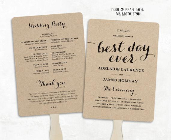 DIY Wedding Programs Fans Template
 Printable Wedding Program Template Fan Wedding Program DIY