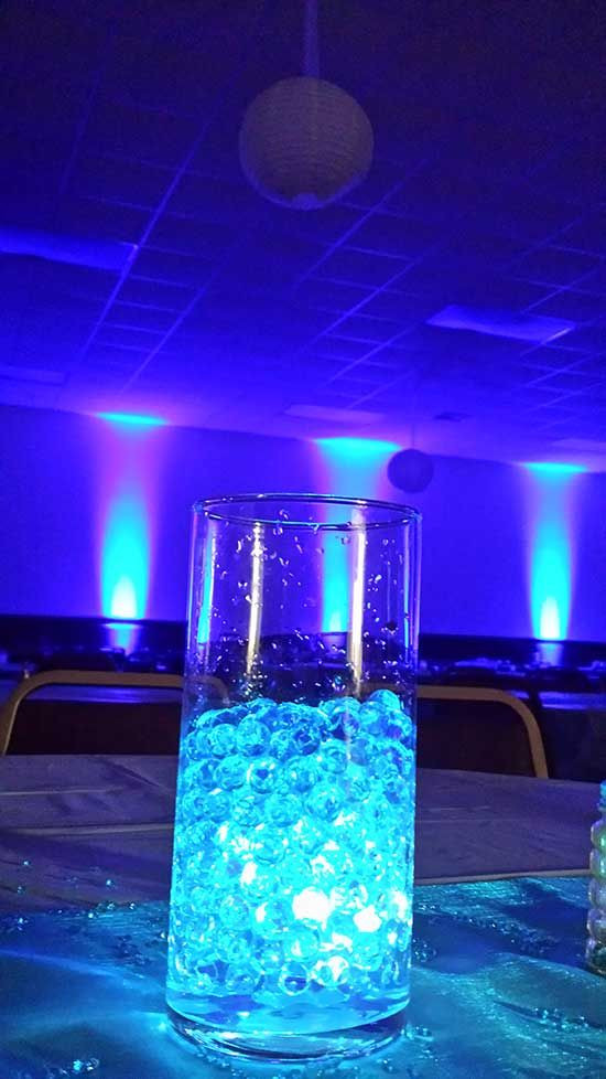 DIY Wedding Uplighting
 Blue Uplighting in Iowa