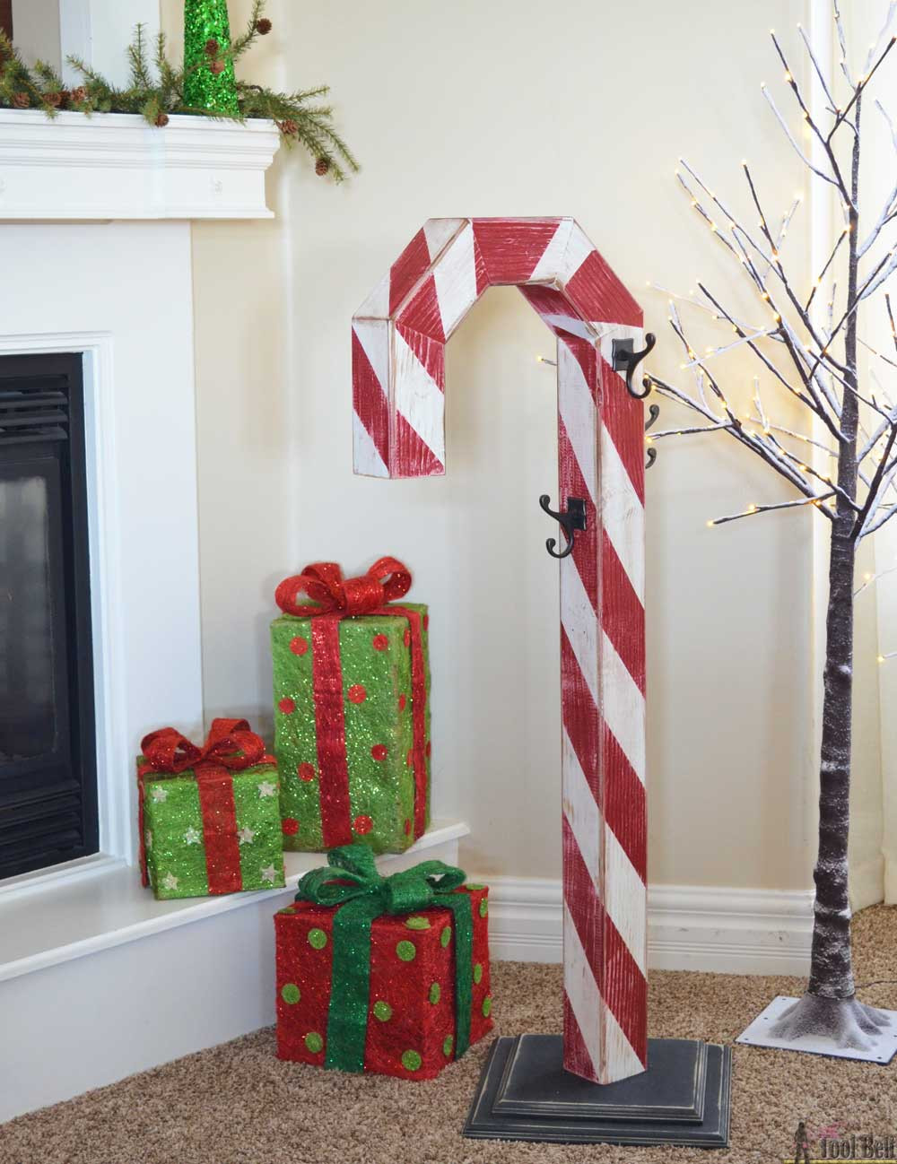 DIY Wood Christmas Decorations
 Candy Cane Holiday Stocking Post Her Tool Belt