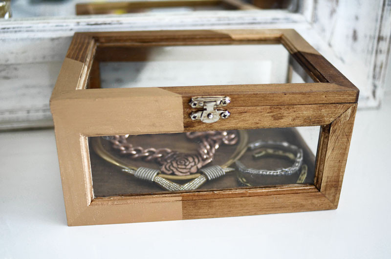 DIY Wood Jewelry Box
 Mr Kate DIY stained wood and gold jewelry box