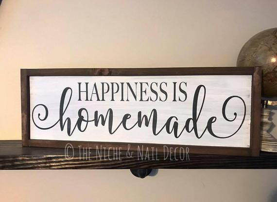 DIY Wood Plaques
 Happiness is Homemade Wood Sign Home Decor Rustic Home
