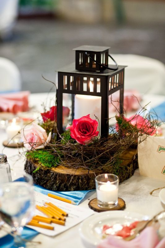 DIY Wood Slab Centerpieces
 Wood slabs for centerpieces events rentals