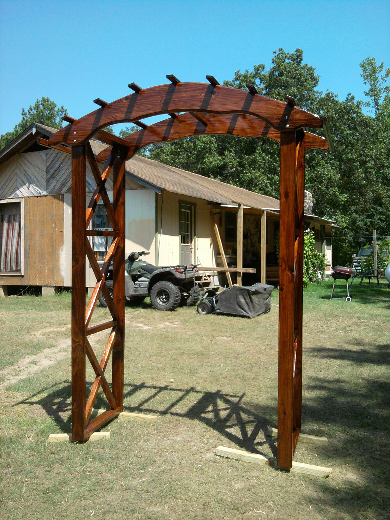 DIY Wood Wedding Arch
 rustic arbor plans Rustic X wedding arch