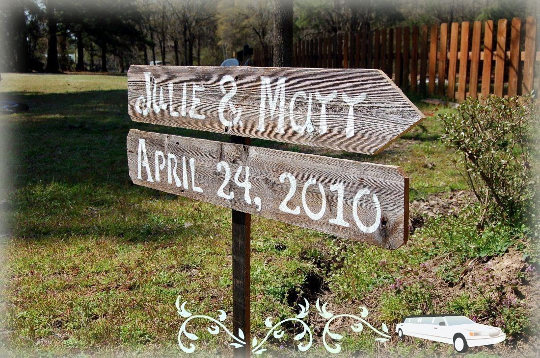 DIY Wood Wedding Sign
 DIY Wood Wedding Signs 2 Directional With1 Stake Reclaimed